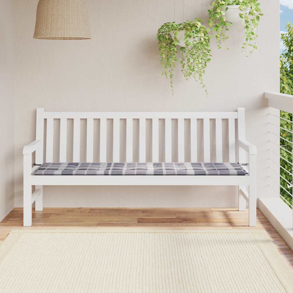 Cuscino per Panca a Quadri Grigi 180x50x4 cm Tessuto Oxford | homemem39