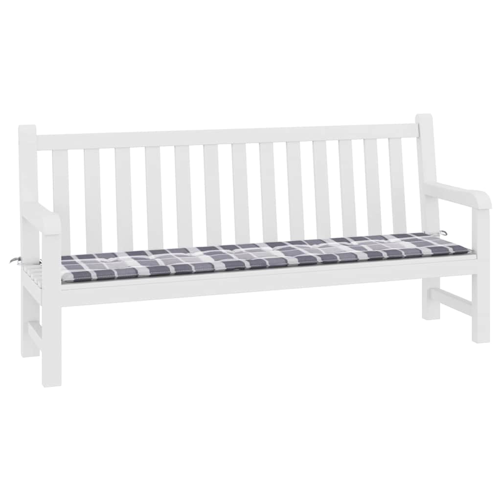 Cuscino per Panca a Quadri Grigi 200x50x4cm Tessuto Oxford | homemem39