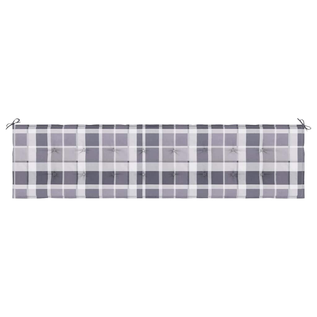Cuscino per Panca a Quadri Grigi 200x50x3cm Tessuto Oxford
