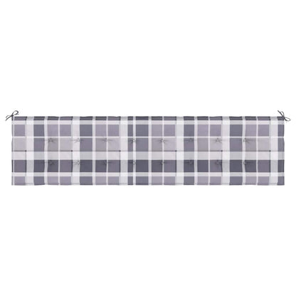 Cuscino per Panca a Quadri Grigi 200x50x3cm Tessuto Oxford
