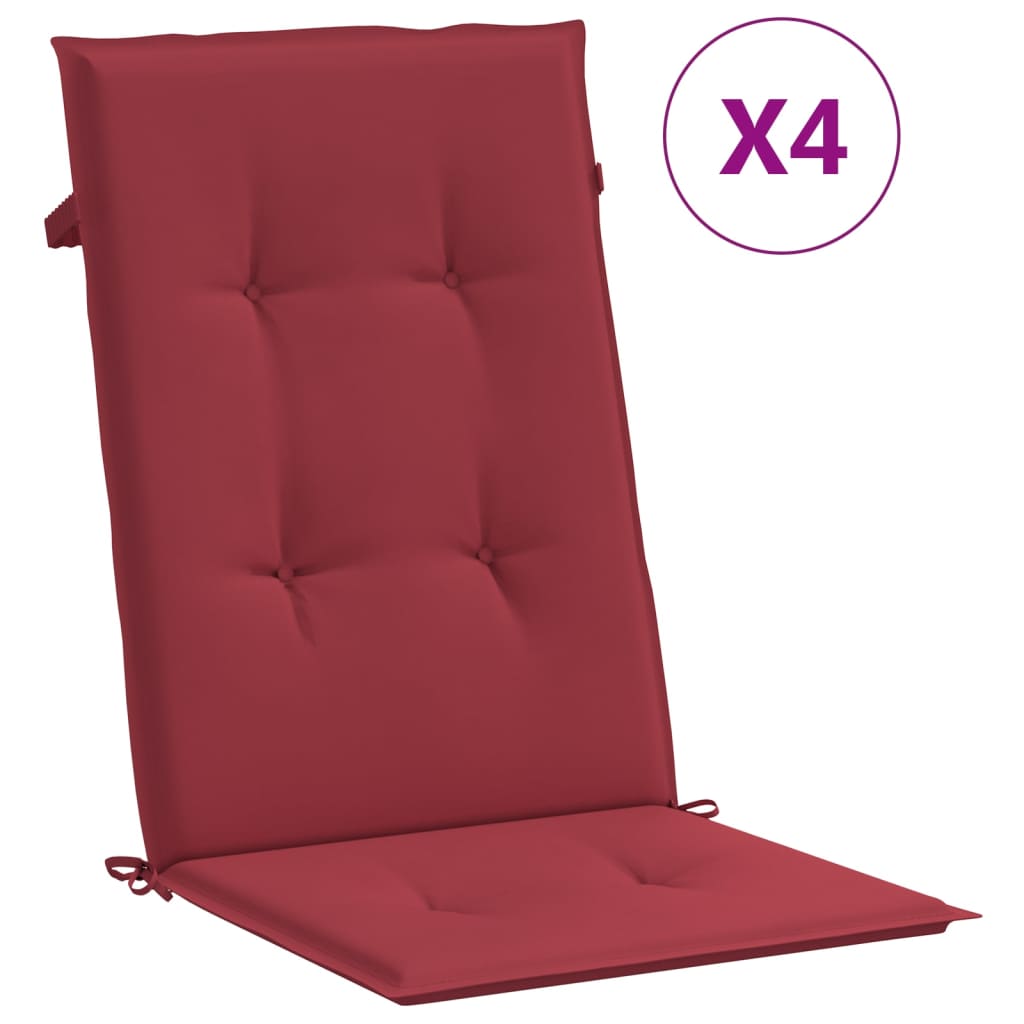 Cuscini per Sedie 4 pz Rosso Vino 120x50x3 cm in Tessuto - homemem39