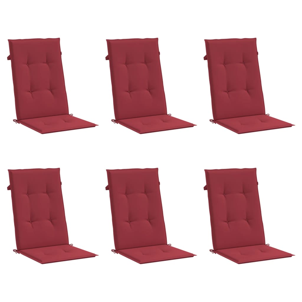 Cuscini per Sedie 6 pz Rosso Vino 120x50x3 cm in Tessuto - homemem39