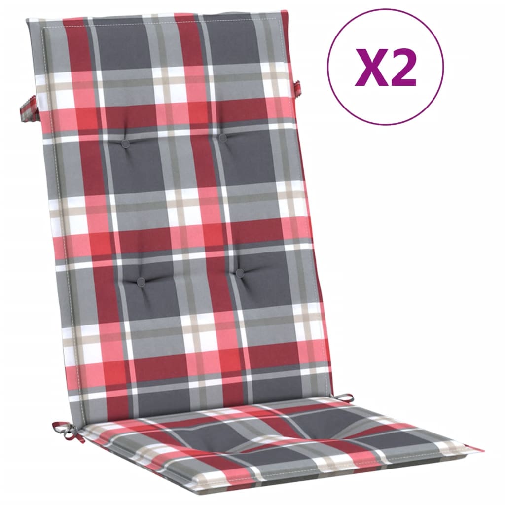 Cuscini per Sedie 2 pz Rossi a Quadri 120x50x3 cm in Tessuto | homemem39