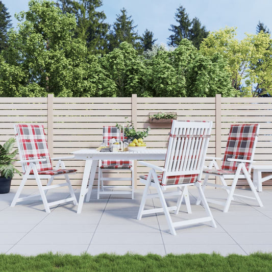 Cuscini per Sedie 4 pz Rossi a Quadri 120x50x3 cm in Tessuto | homemem39