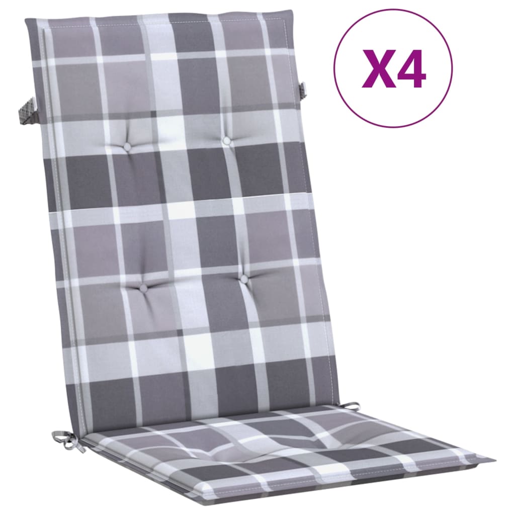 Cuscini per Sedie 4 pz Grigi a Quadri 120x50x3 cm in Tessuto | homemem39