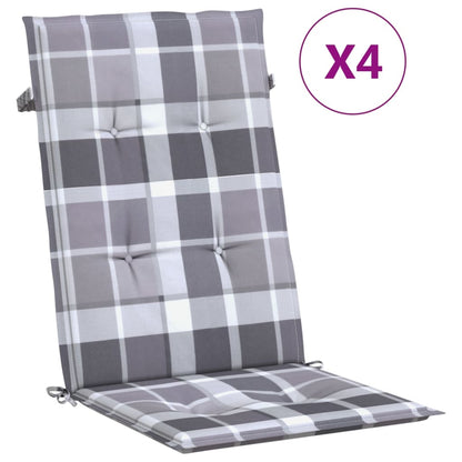 Cuscini per Sedie 4 pz Grigi a Quadri 120x50x3 cm in Tessuto | homemem39