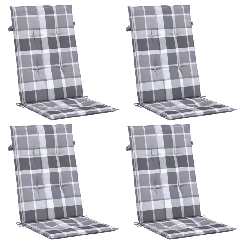 Cuscini per Sedie 4 pz Grigi a Quadri 120x50x3 cm in Tessuto | homemem39