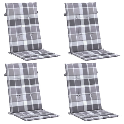Cuscini per Sedie 4 pz Grigi a Quadri 120x50x3 cm in Tessuto | homemem39
