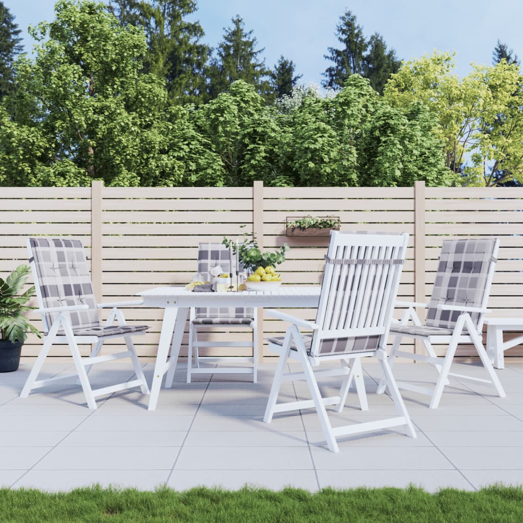 Cuscini per Sedie 4 pz Grigi a Quadri 120x50x3 cm in Tessuto | homemem39