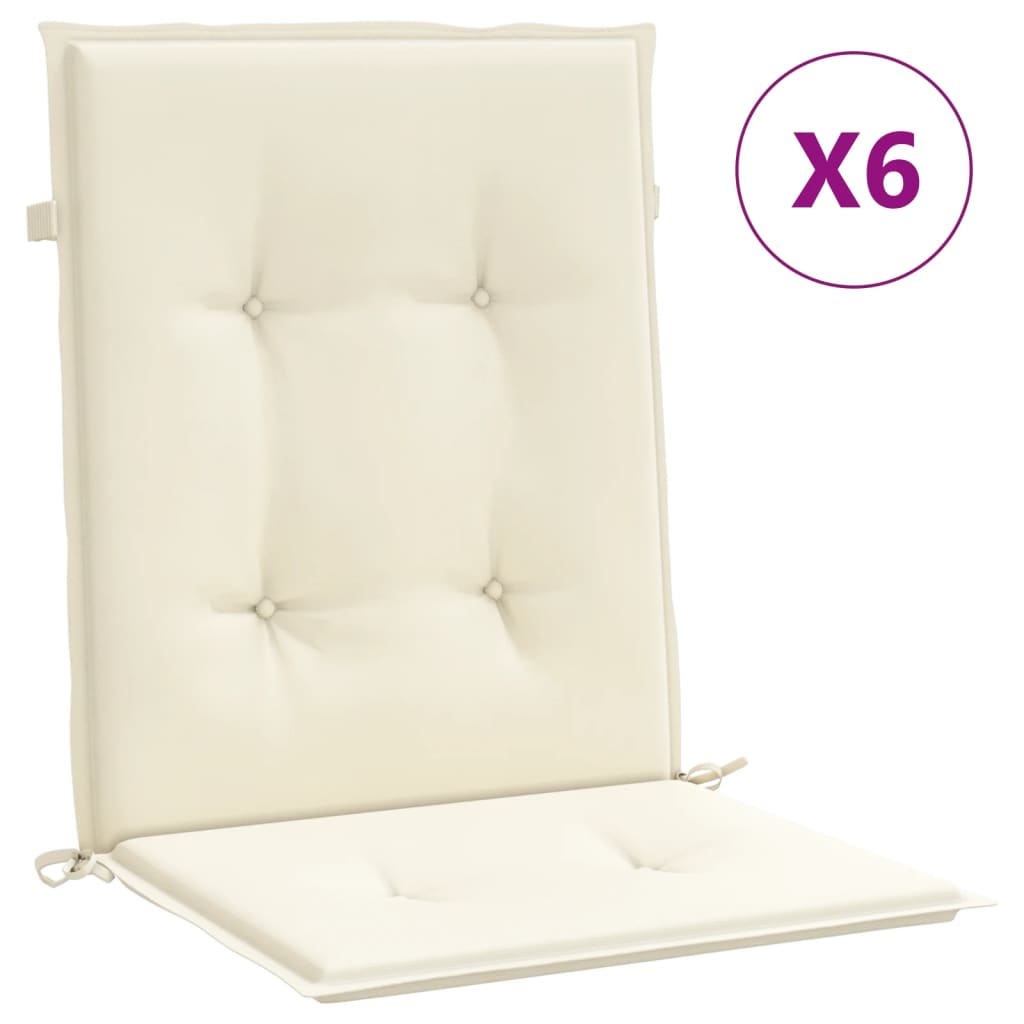 Cuscini per Sedia 6 pz Crema 100x50x3 cm in Tessuto Oxford | homemem39