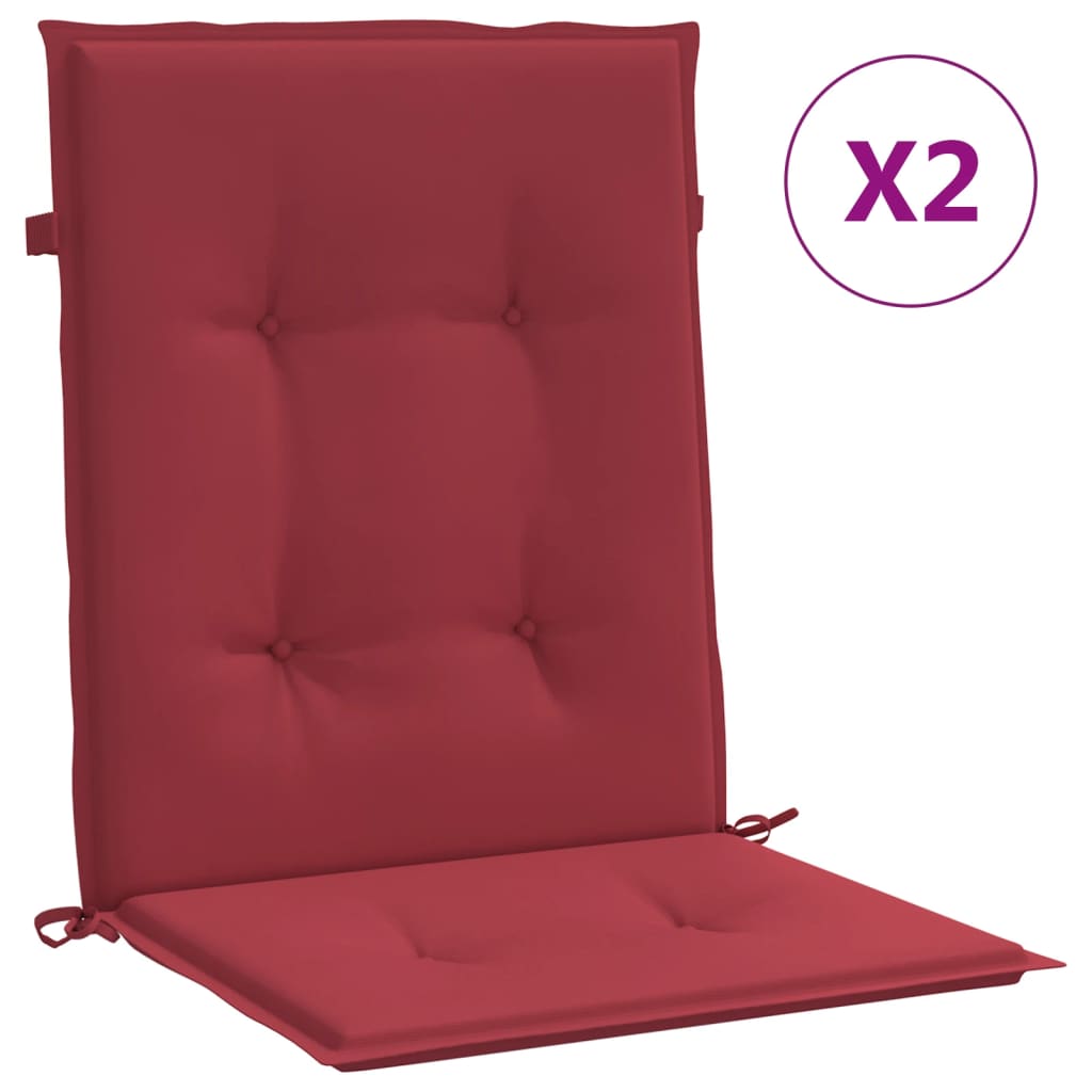 Cuscini per Sedia 2 pz Rosso Vino 100x50x7 cm in Tessuto - homemem39