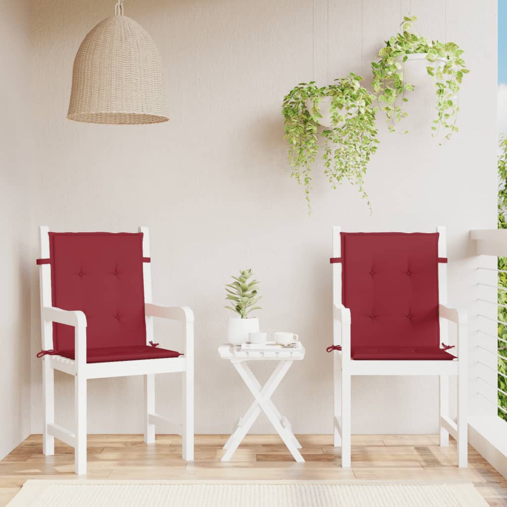 Cuscini per Sedia 2 pz Rosso Vino 100x50x7 cm in Tessuto - homemem39