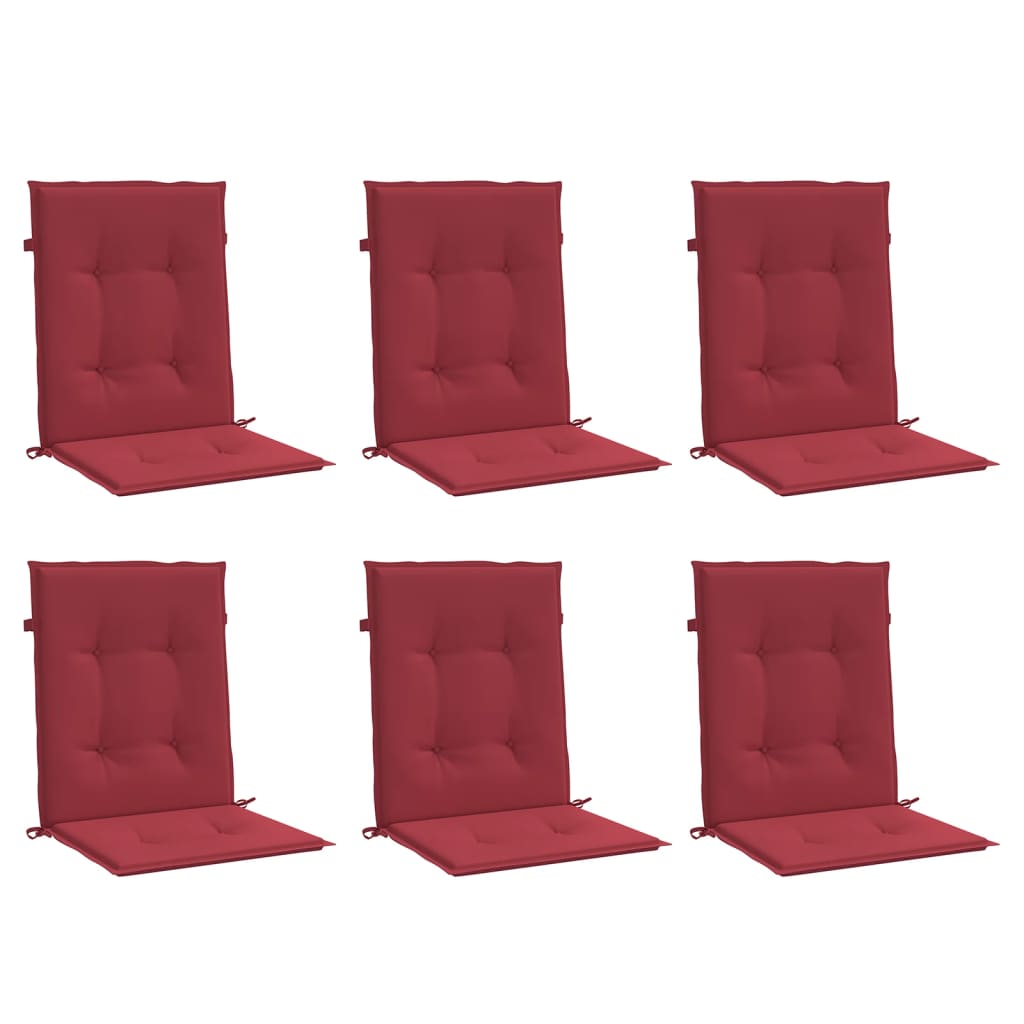 Cuscini per Sedia 6 pz Rosso Vino 100x50x3 cm in Tessuto - homemem39