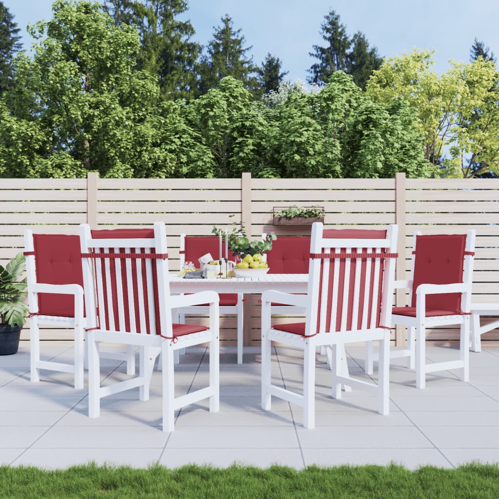 Cuscini per Sedia 6 pz Rosso Vino 100x50x3 cm in Tessuto - homemem39