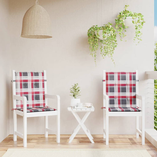 Cuscini per Sedia 2 pz a Quadri Rossi 100x50x3cm Tessuto Oxford | homemem39