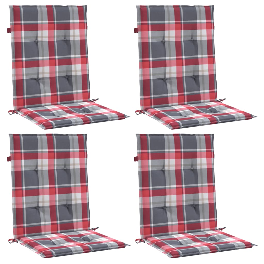 Cuscini per Sedia 4 pz a Quadri Rossi 100x50x3cm Tessuto Oxford | homemem39