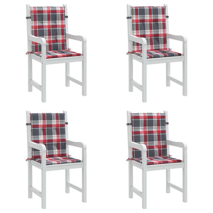 Cuscini per Sedia 4 pz a Quadri Rossi 100x50x3cm Tessuto Oxford | homemem39
