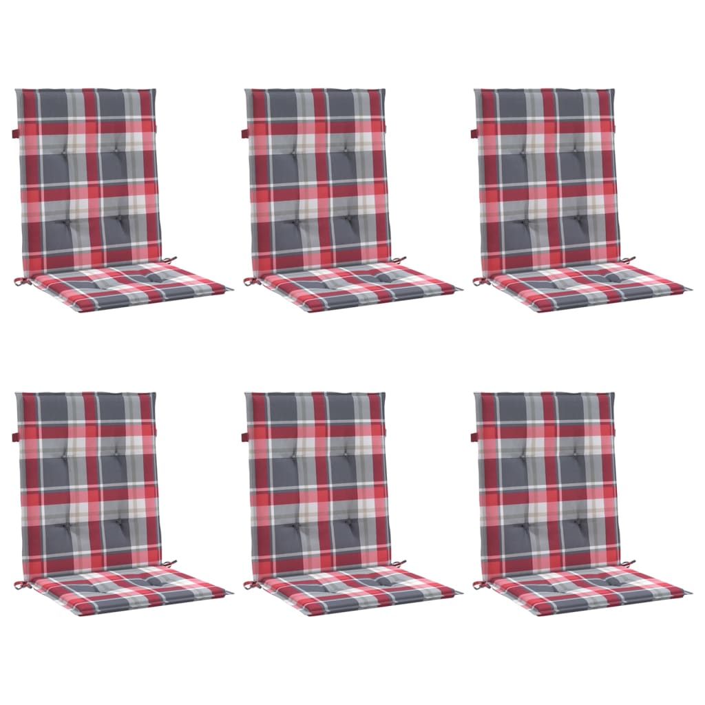 Cuscini per Sedia 6 pz a Quadri Rossi 100x50x3cm Tessuto Oxford - homemem39