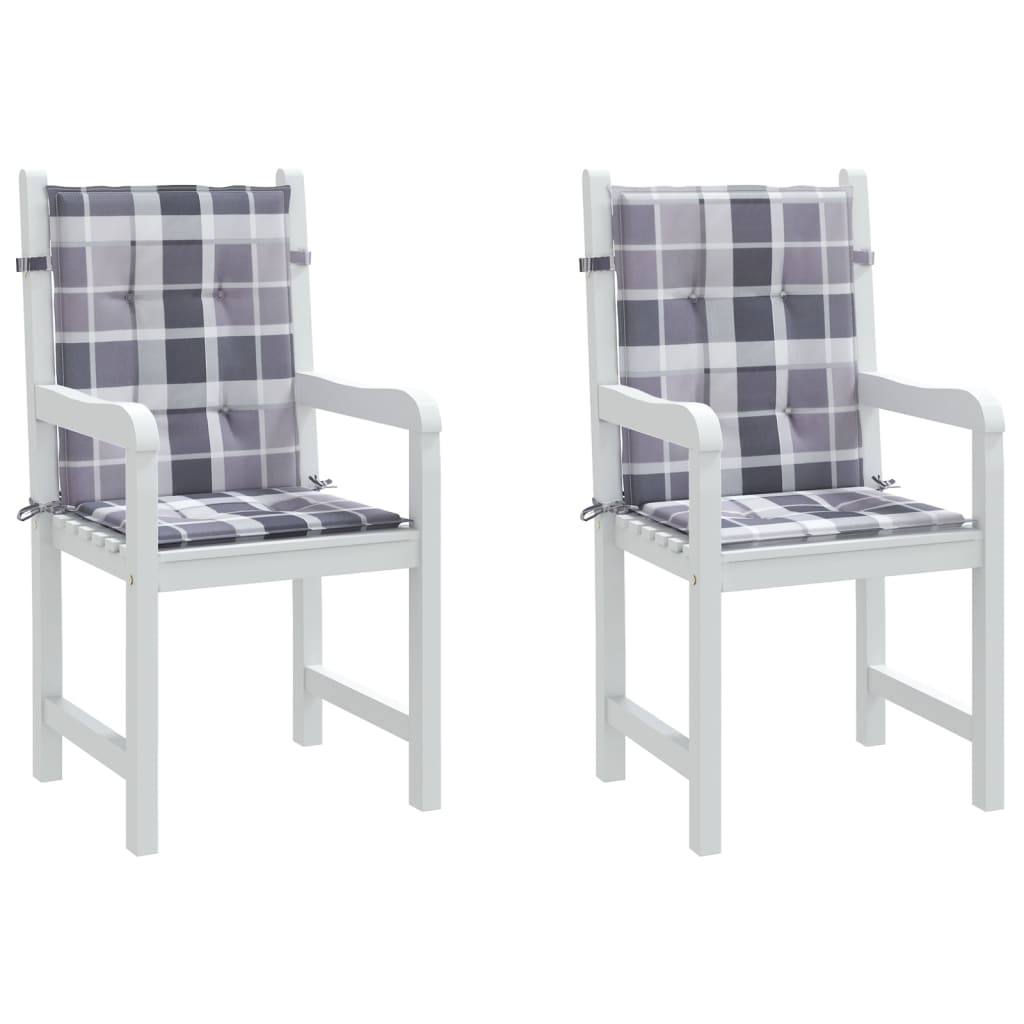 Cuscini per Sedia 2 pz a Quadri Grigi 100x50x3cm Tessuto Oxford | homemem39