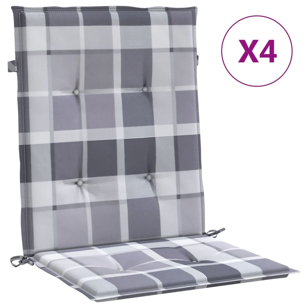 Cuscini per Sedia 4 pz a Quadri Grigi 100x50x3cm Tessuto Oxford - homemem39