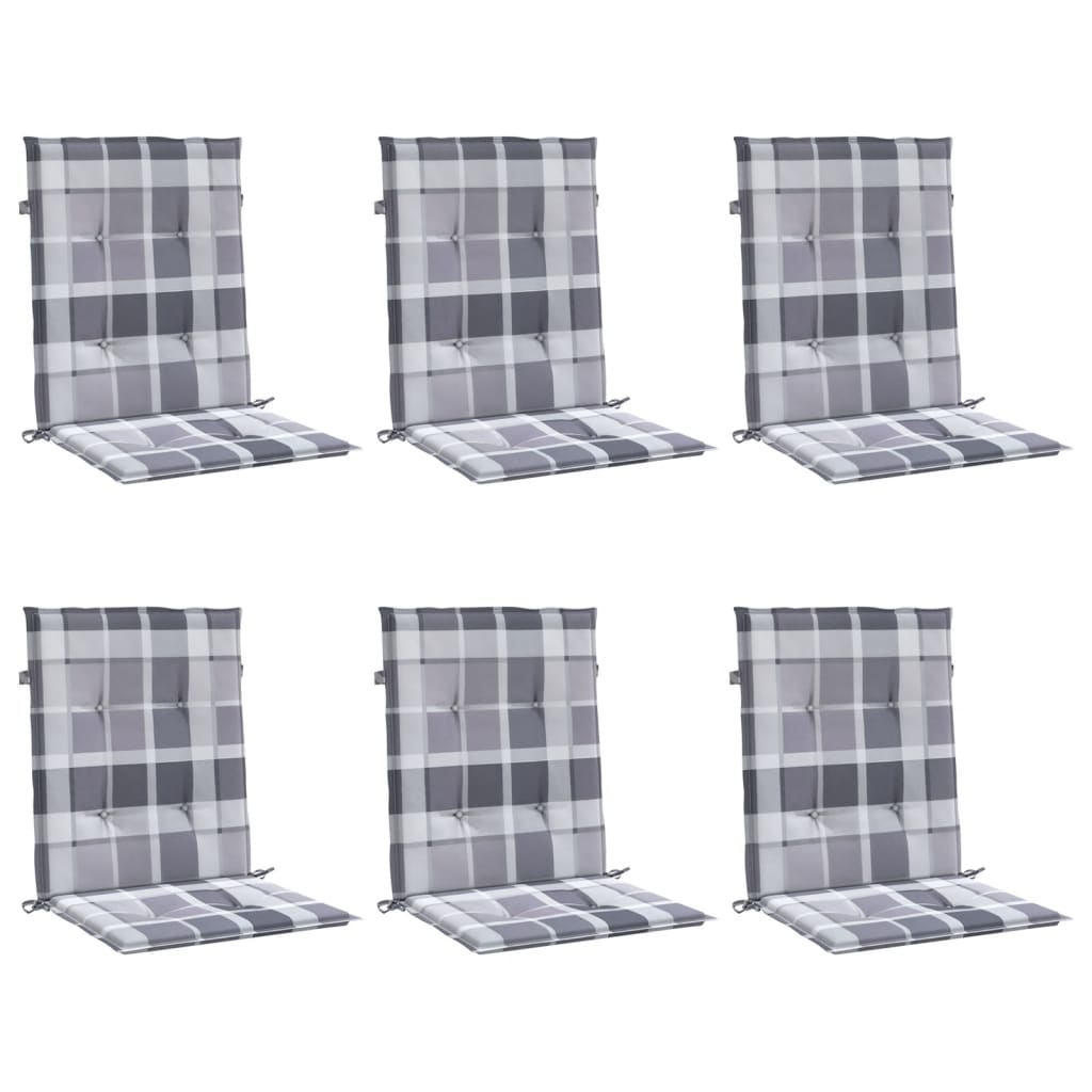 Cuscini per Sedia 6 pz a Quadri Grigi 100x50x3cm Tessuto Oxford | homemem39
