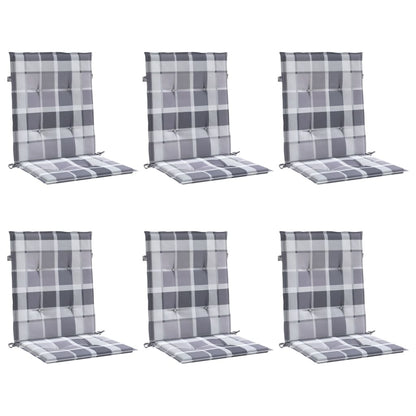 Cuscini per Sedia 6 pz a Quadri Grigi 100x50x3cm Tessuto Oxford | homemem39
