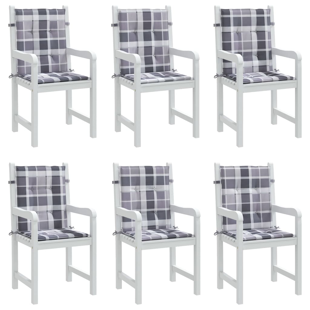 Cuscini per Sedia 6 pz a Quadri Grigi 100x50x3cm Tessuto Oxford | homemem39