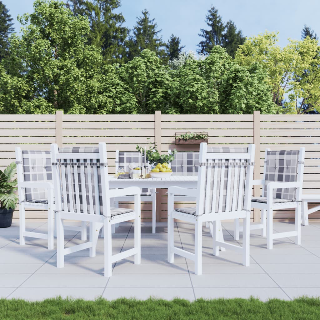 Cuscini per Sedia 6 pz a Quadri Grigi 100x50x3cm Tessuto Oxford | homemem39