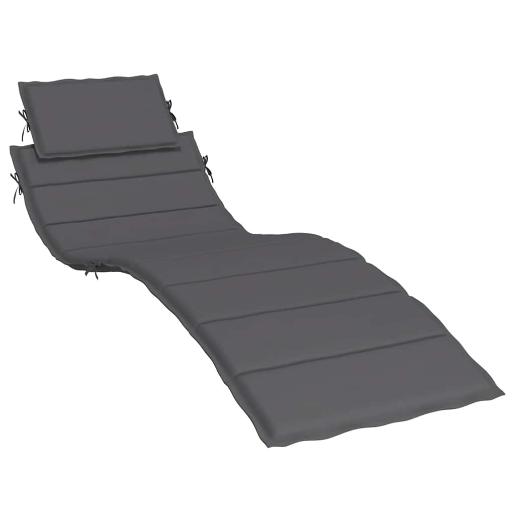 Cuscino per Lettino Antracite 186x58x4 cm in Tessuto Oxford