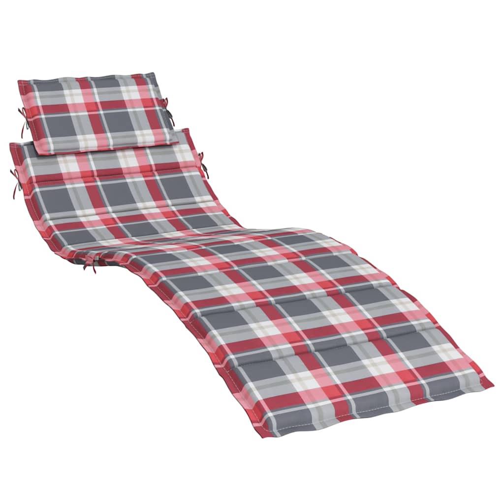 Cuscino per Lettino a Quadri Rossi 186x58x4cm in Tessuto Oxford - homemem39
