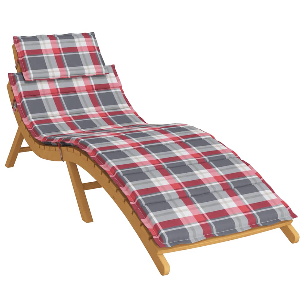 Cuscino per Lettino a Quadri Rossi 186x58x4cm in Tessuto Oxford - homemem39