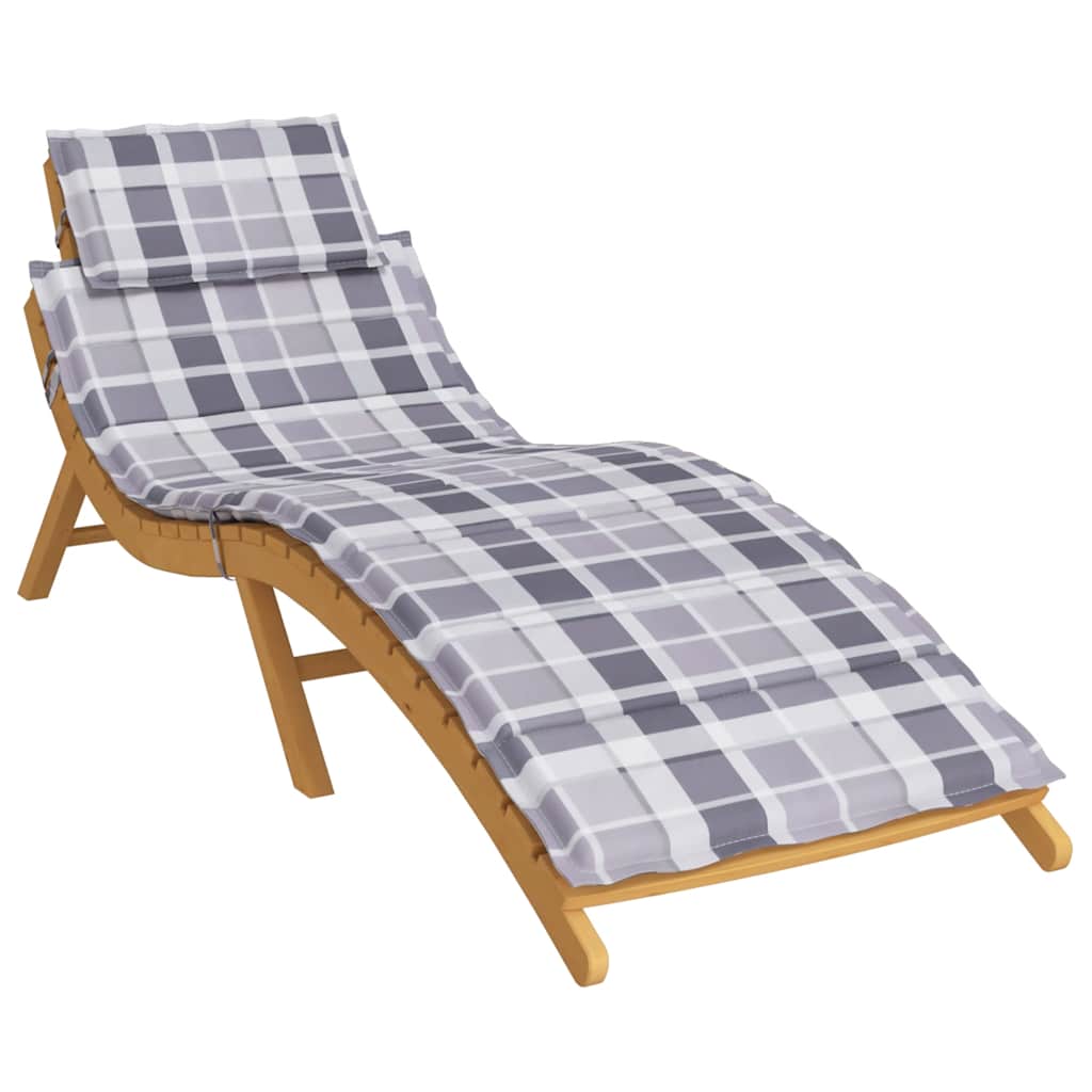 Cuscino per Lettino a Quadri Grigi 186x58x4 cm Tessuto Oxford | homemem39