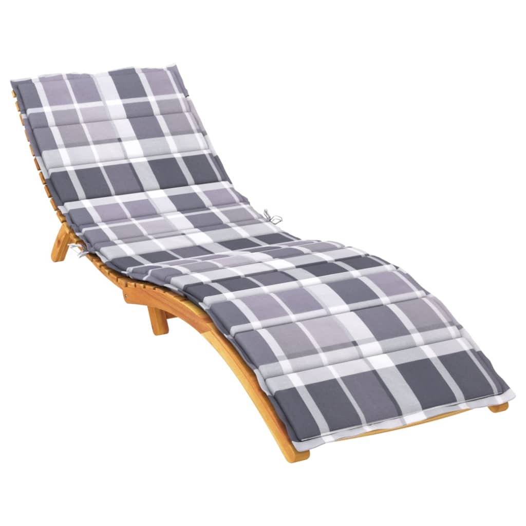 Cuscino per Lettino a Quadri Grigi 200x50x3cm Tessuto Oxford | homemem39