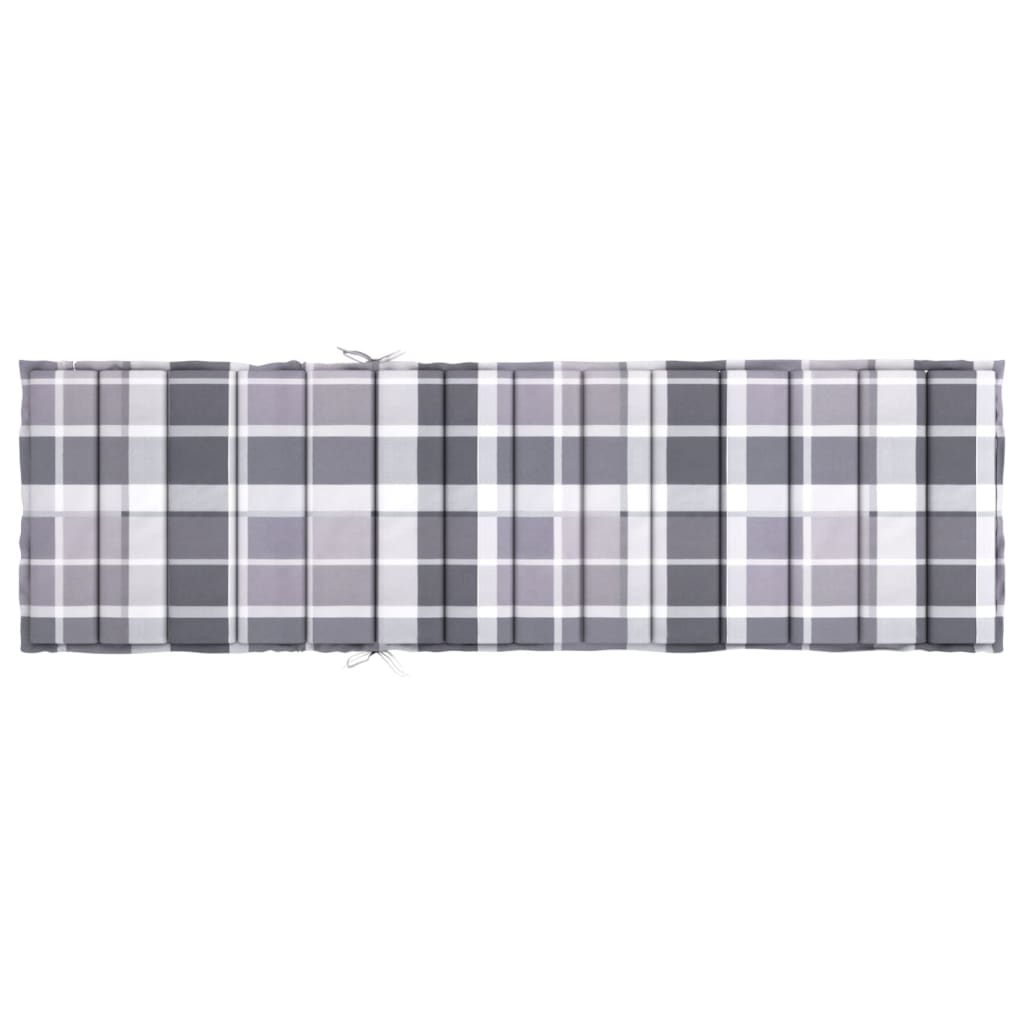 Cuscino per Lettino a Quadri Grigi 200x50x3cm Tessuto Oxford | homemem39