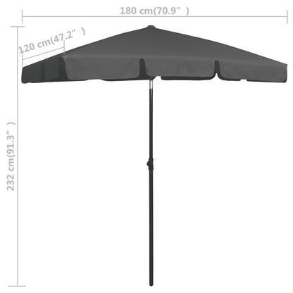 Ombrellone da Spiaggia Antracite 180x120 cm | homemem39