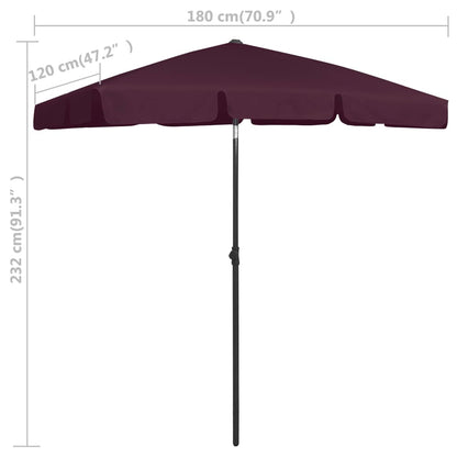 Ombrellone da Spiaggia Rosso Bordò 180x120 cm - homemem39