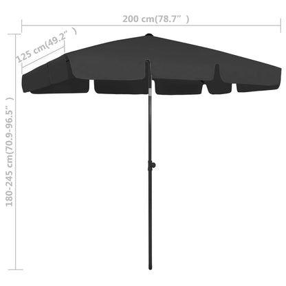 Ombrellone da Spiaggia Nero 200x125 cm | homemem39