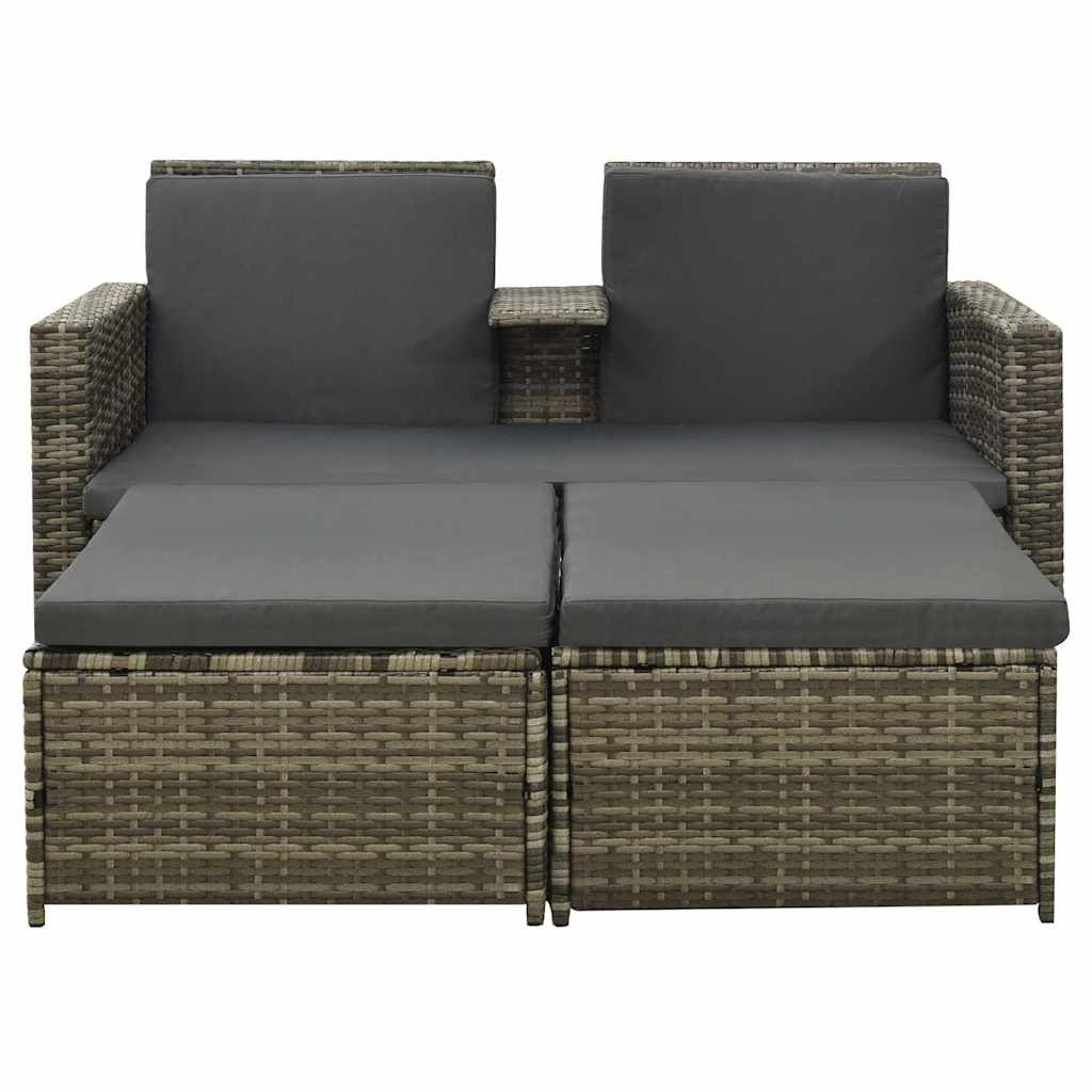 Set Divani da Giardino 3 pz con Cuscini in Polyrattan Grigio | homemem39