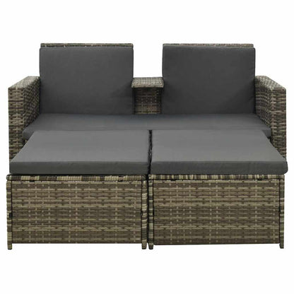 Set Divani da Giardino 3 pz con Cuscini in Polyrattan Grigio | homemem39