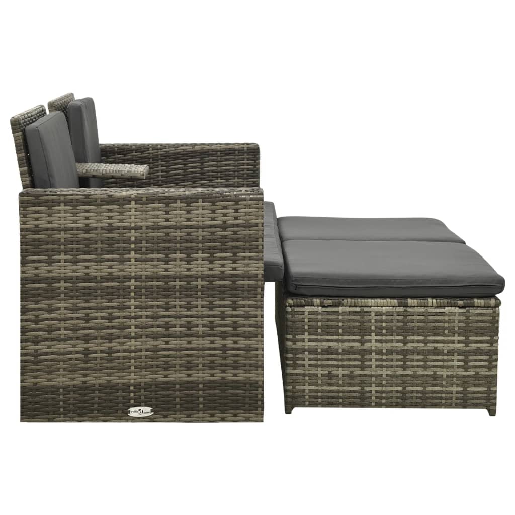 Set Divani da Giardino 3 pz con Cuscini in Polyrattan Grigio | homemem39