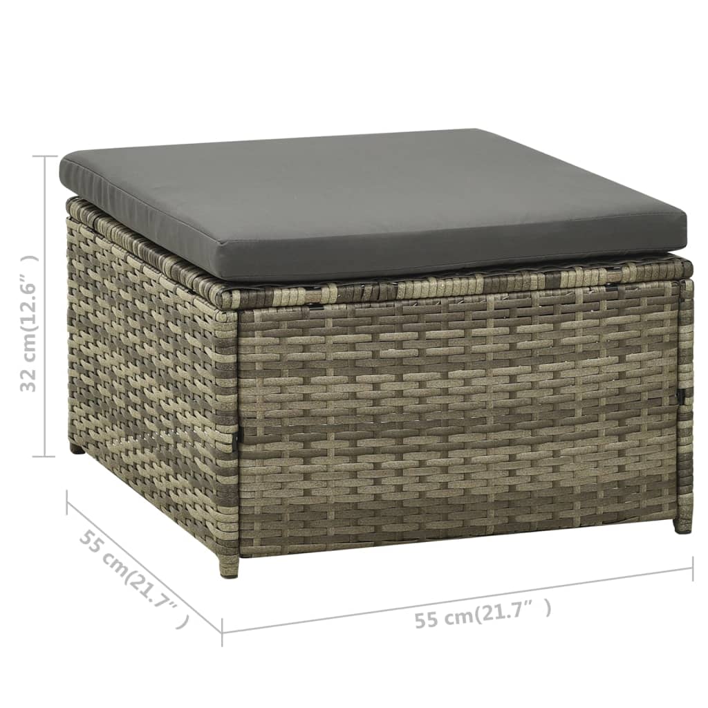 Set Divani da Giardino 3 pz con Cuscini in Polyrattan Grigio | homemem39