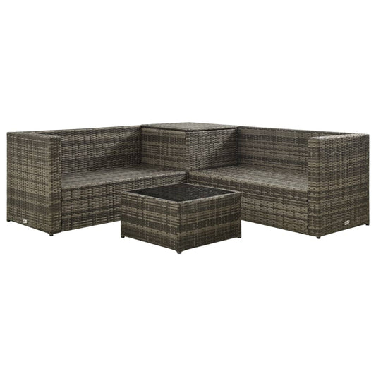 Set Divani da Giardino 4 pz con Cuscini in Polyrattan Grigio - homemem39
