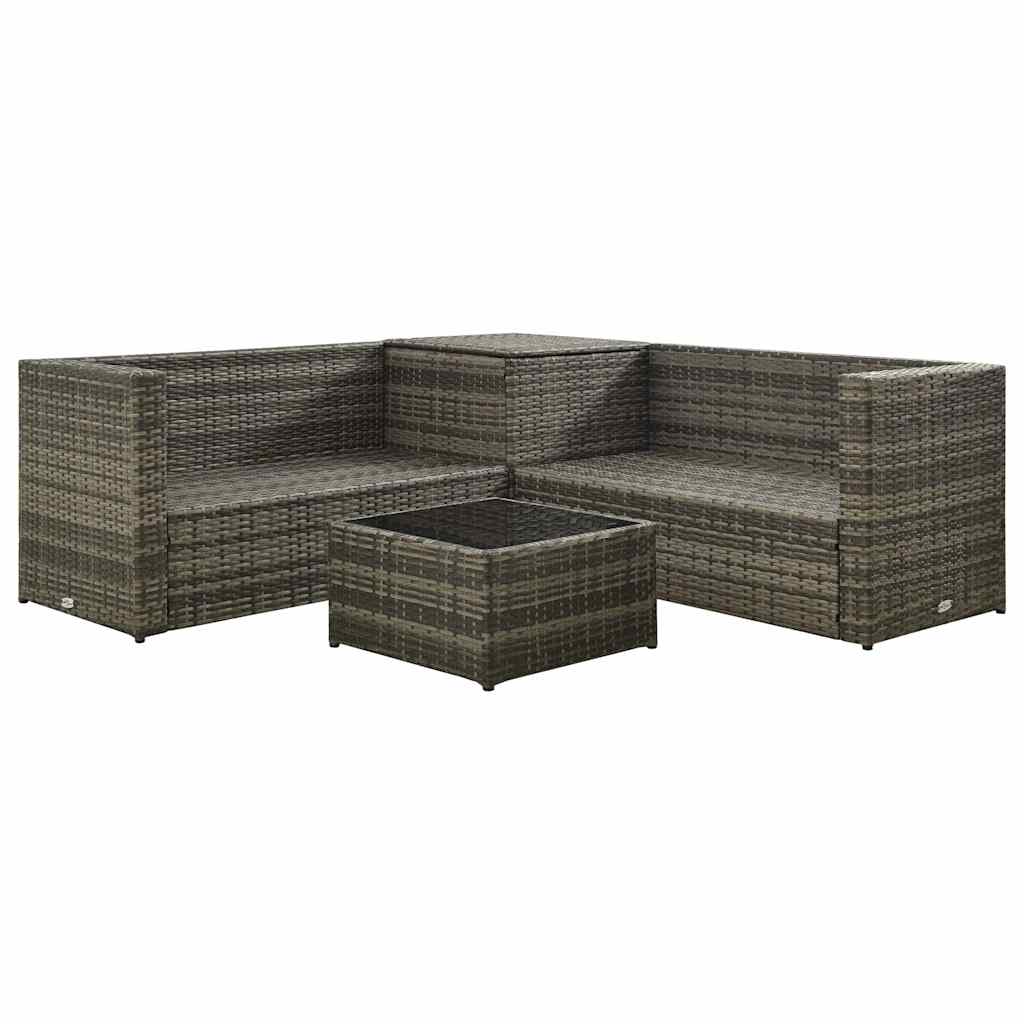 Set Divani da Giardino 4 pz con Cuscini in Polyrattan Grigio