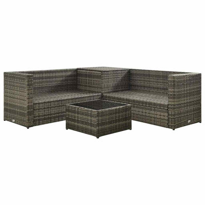 Set Divani da Giardino 4 pz con Cuscini in Polyrattan Grigio