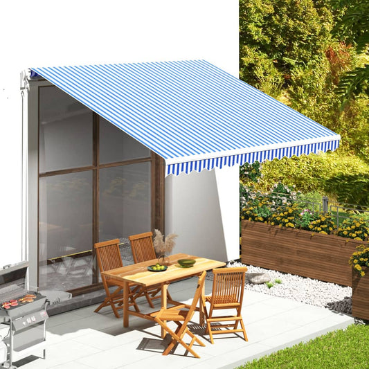Tessuto di Ricambio per Tenda da Sole Blu e Bianco 4x3,5 m | homemem39