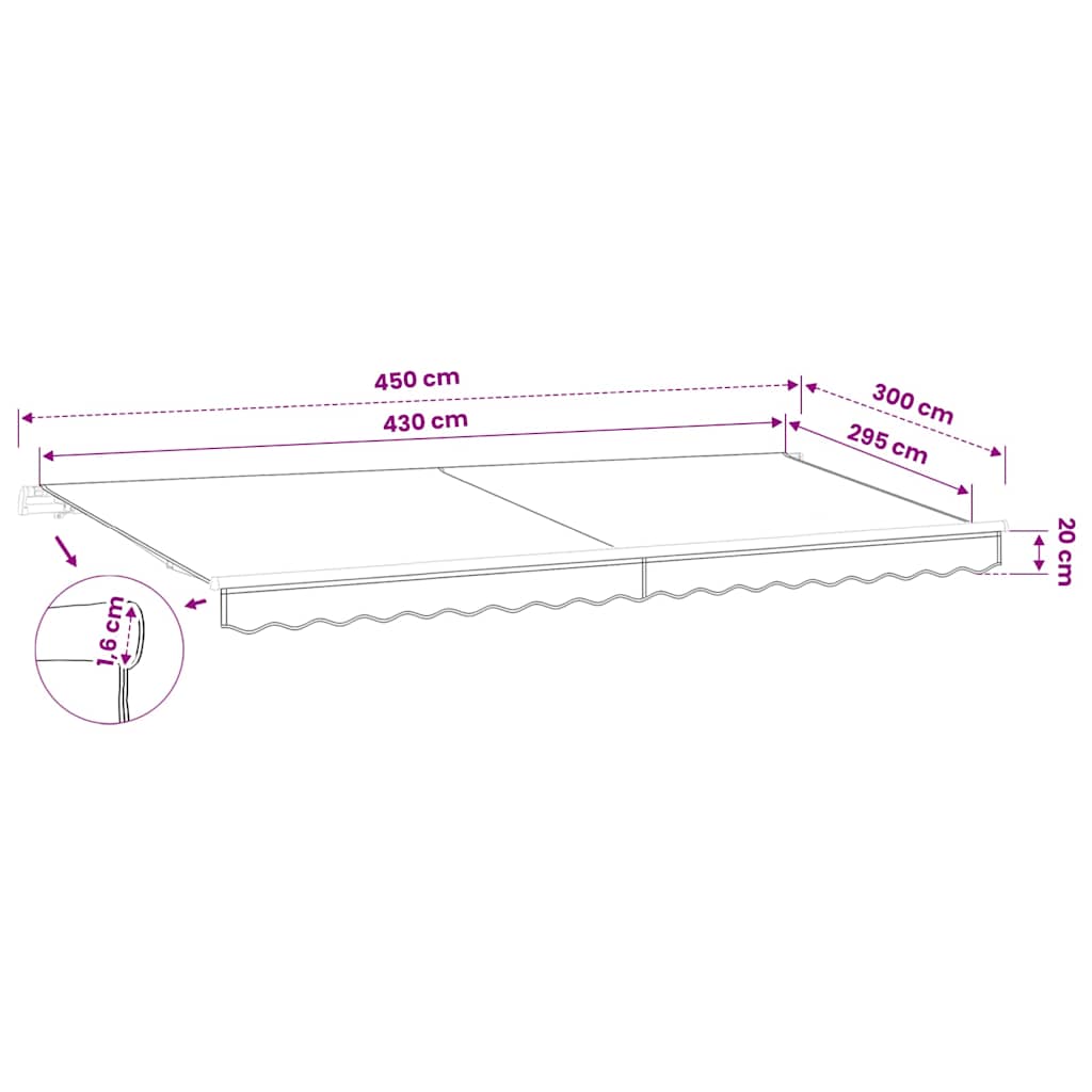 Tessuto di Ricambio per Tenda da Sole Marrone 450x300 cm Poliestere