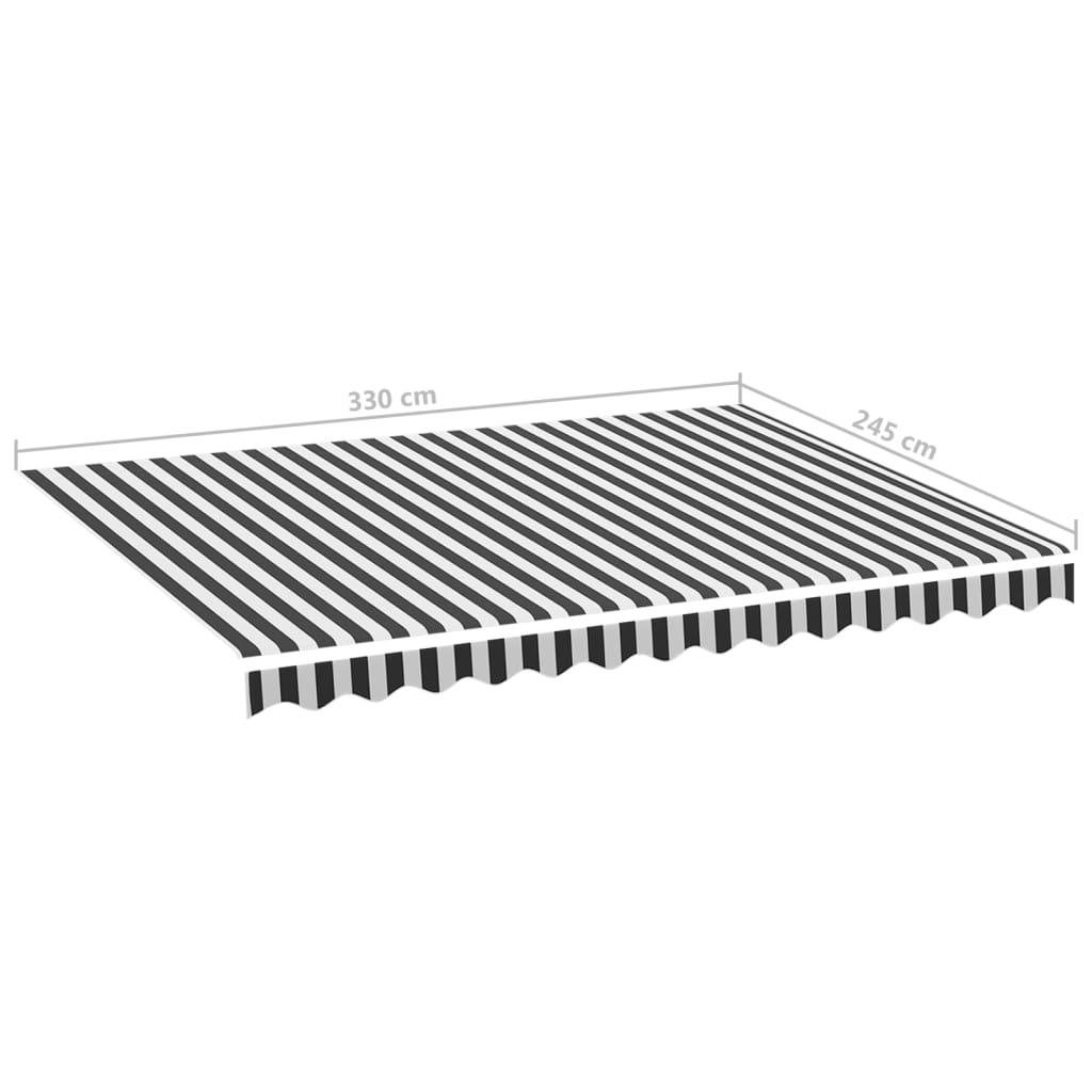Tessuto Ricambio per Tenda da Sole Antracite e Bianco 3,5x2,5 m | homemem39