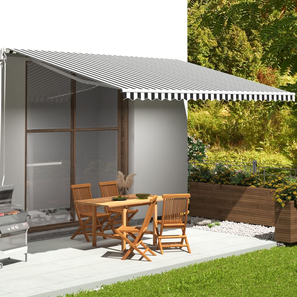 Tessuto di Ricambio Tenda da Sole Antracite e Bianco 5x3,5 m | homemem39