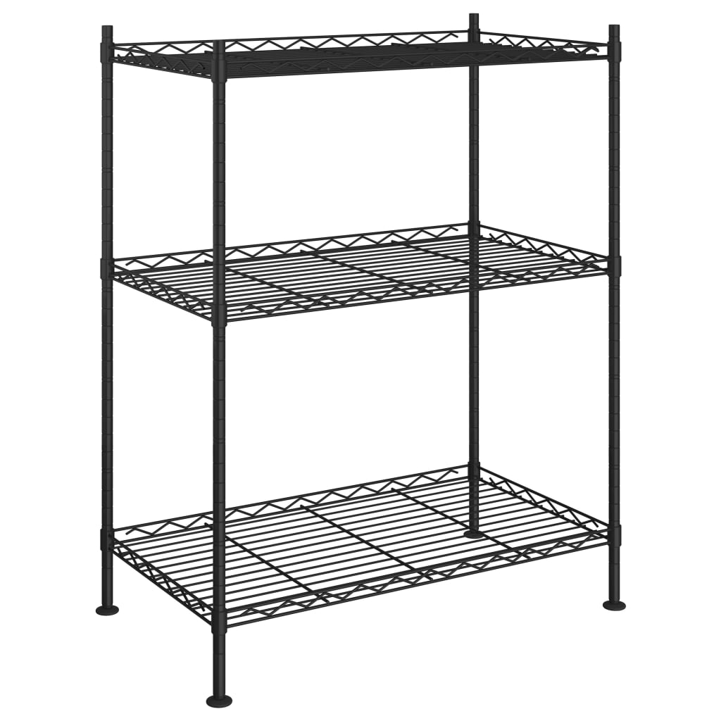 Scaffale a 3 Livelli 60x35x76 cm Nero 150 kg - homemem39