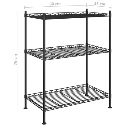 Scaffale a 3 Livelli 60x35x76 cm Nero 150 kg - homemem39